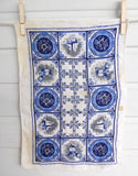 Pair Of Linen Placemats Delft Tile Pattern 1950s Table Mats Delft Blue White Table Linens
