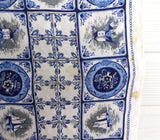 Pair Of Linen Placemats Delft Tile Pattern 1950s Table Mats Delft Blue White Table Linens