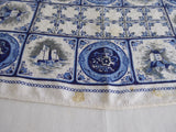 Pair Of Linen Placemats Delft Tile Pattern 1950s Table Mats Delft Blue White Table Linens