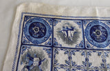 Pair Of Linen Placemats Delft Tile Pattern 1950s Table Mats Delft Blue White Table Linens
