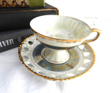 Luster Cup And Saucer Norcrest 1950s Heart Cutouts Gold Overlay Brush Gold