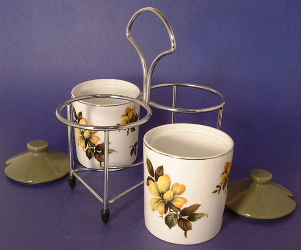 Jam Jars Caddy Midwinter England Condiment Pair Cruets 1950s With Cadd ...