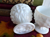 Milk Glass Candle Holders Floral Pedestal Posy Holders 1950s Pair Vintage