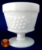 Grape And Leaf Milk Glass Sherbet Anchor Hocking Vintage Mid Century 1950s