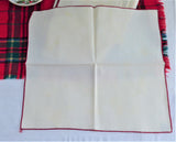 Tea Napkins 6 Off White Red Trim Napkins Luncheon 1950s 14 Inch Holiday