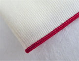 Tea Napkins 6 Off White Red Trim Napkins Luncheon 1950s 14 Inch Holiday