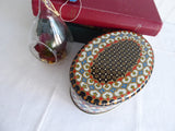 Tea Tin Oval Tile Pattern Mid Century Tea Caddy Meister 1950s Tin Canister Storage