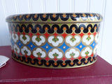 Tea Tin Oval Tile Pattern Mid Century Tea Caddy Meister 1950s Tin Canister Storage