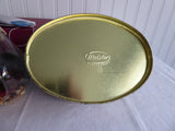 Tea Tin Oval Tile Pattern Mid Century Tea Caddy Meister 1950s Tin Canister Storage