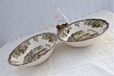 Pair Johnson Brothers Friendly Village Cereal Bowls Coupe Old Mill English 1950s Transferware