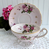 Pale Pink Cup And Saucer Three Feet Hand Painted 1950s Lefton