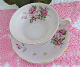 Pale Pink Cup And Saucer Three Feet Hand Painted 1950s Lefton