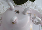 Pale Pink Cup And Saucer Three Feet Hand Painted 1950s Lefton