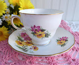 Cup and Saucer Colclough Pink And Yellow Floral 1950s English Teacup