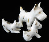 Vintage Dog Figurine Family Set of 3 Germany 1930s Scotty Dogs Porcelain Terrier