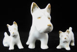 Vintage Dog Figurine Family Set of 3 Germany 1930s Scotty Dogs Porcelain Terrier