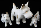 Vintage Dog Figurine Family Set of 3 Germany 1930s Scotty Dogs Porcelain Terrier