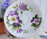 Purple Clematis Blooms Cup And Saucer English Bone China 1950s Windsor