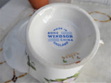 Purple Clematis Blooms Cup And Saucer English Bone China 1950s Windsor