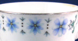 Retro Floral Cup And Saucer Demi Blue Flowers Platinum Trim China 1960s Mid Century