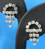 Rhinestone Earrings Dangles Screw Back 1950s Vintage Tea Party Glamour