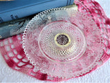 Pressed Glass Comport Plate Sandwich Pattern 1950s Silver Base Pedestal Server