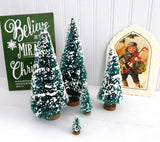 Flocked Bottle Brush Trees Set of 5 Holiday Tea Decor Christmas Bottle Brush Forest