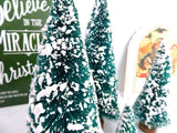 Flocked Bottle Brush Trees Set of 5 Holiday Tea Decor Christmas Bottle Brush Forest