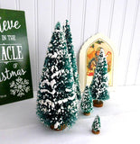 Flocked Bottle Brush Trees Set of 5 Holiday Tea Decor Christmas Bottle Brush Forest