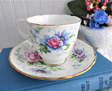 Signed Floral Cup and Saucer Crown Staffordshire England Flower Medley 1950s