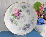 Signed Floral Cup and Saucer Crown Staffordshire England Flower Medley 1950s