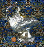 Sugar Scuttle Silver Sugar Bowl Floral Vintage 1950s Fancy Gold Washed