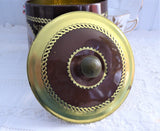 Tea Tin Round Barrel Floral Vignettes Tea Caddy Meister 1950s Biscuit Tin