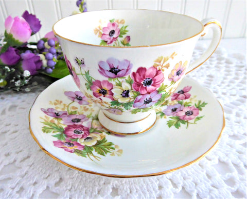 Anemone Cup And Saucer Pink Blue Lavender 1950s Clarence England Windflowers