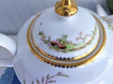 Royal Chelsea Teapot 18th Century Couple Romantic Fancy Hand Painted 1950s