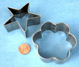 Tin Cookie Cutters Vintage Tin Set of 2 Flower And Star Retro 1950s Holiday Christmas Tea Party