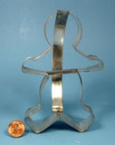 Christmas Gingerbread Man Tin Cookie Cutter Hand Made With Strap Handle Large 1940s