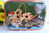 Kitten English Tin Tea Toffee Tin Sharp's England 1940s Cat And Flower Basket