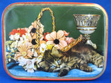 Kitten English Tin Tea Toffee Tin Sharp's England 1940s Cat And Flower Basket