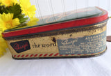Kitten English Tin Tea Toffee Tin Sharp's England 1940s Cat And Flower Basket