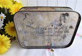 Kitten English Tin Tea Toffee Tin Sharp's England 1940s Cat And Flower Basket