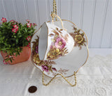 Teacup Display Stand 1950s Twisted Gold Wire Original Sticker Japan Cup And Saucer Stand