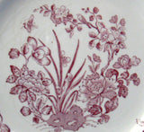 Wedgwood Plate Mulberry Transfer Floral Queens Ware Lunch Plate 1950s Purple Transfer