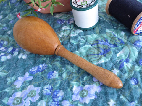 Vintage Sock Darning Handled Egg Wood Darner 1950 Sewing Tool Fruitwood