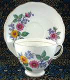 Royal Vale England Vintage Daisies Cup And Saucer Bone China 1950s