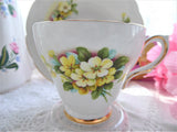 Yellow Primroses Cup And Saucer 1950s Royal Kendall Floral Bone China