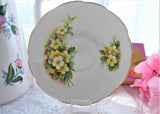 Yellow Primroses Cup And Saucer 1950s Royal Kendall Floral Bone China