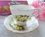 Yellow Primroses Cup And Saucer 1950s Royal Kendall Floral Bone China