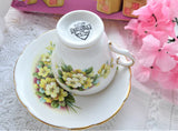 Yellow Primroses Cup And Saucer 1950s Royal Kendall Floral Bone China