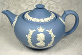 Teapot Queen Elizabeth II Coronation Wedgwood Blue Jasper 1953 Royal Memorabilia